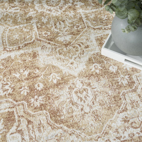 8' X 10' Brown Floral Distressed Area Rug