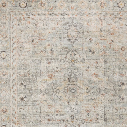 7' X 10' Gray Floral Distressed Area Rug