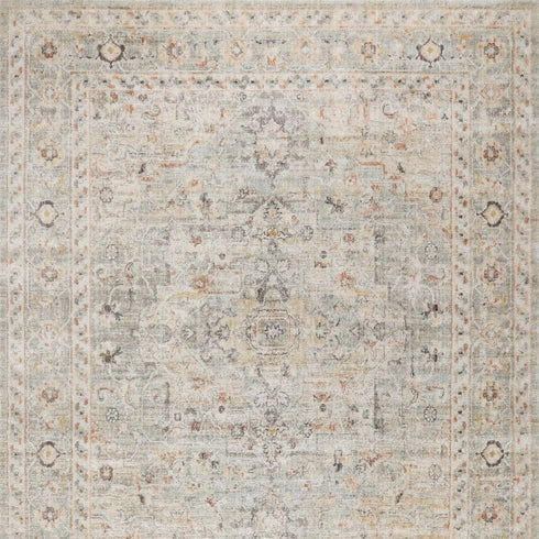 7' X 10' Gray Floral Distressed Area Rug