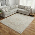 7' X 10' Gray Floral Distressed Area Rug