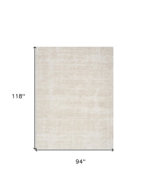 8' X 10' Beige And Ivory Abstract Shag Distressed Area Rug