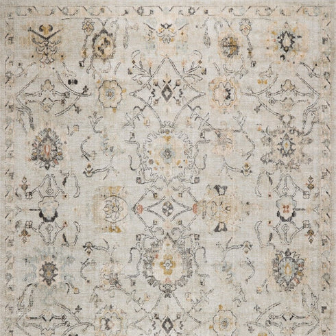 9' X 12' Gray Floral Distressed Area Rug