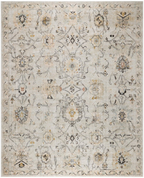 9' X 12' Gray Floral Distressed Area Rug