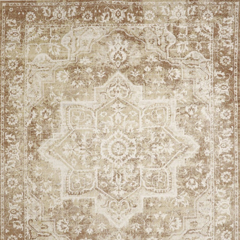 9' X 12' Brown Floral Distressed Area Rug
