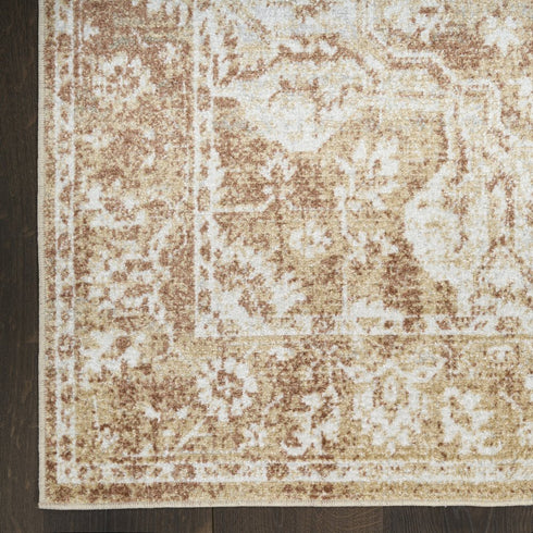 9' X 12' Brown Floral Distressed Area Rug