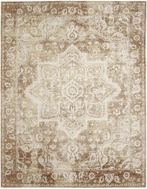 9' X 12' Brown Floral Distressed Area Rug