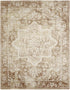9' X 12' Brown Floral Distressed Area Rug