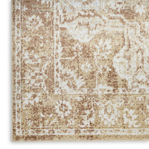 9' X 12' Brown Floral Distressed Area Rug