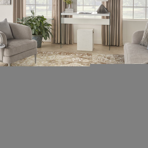 9' X 12' Brown Floral Distressed Area Rug