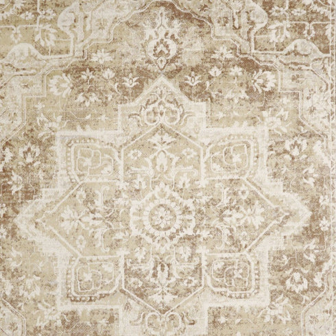 9' X 12' Brown Floral Distressed Area Rug