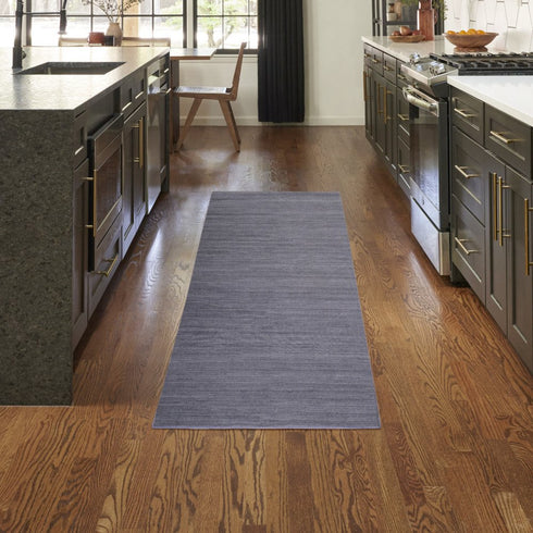 6' Blue Abstract Runner Rug