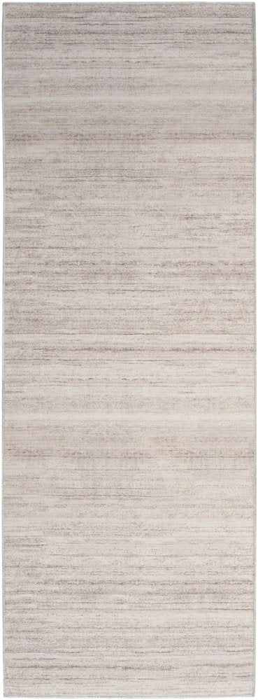 6' Ivory and Light Brown Abstract Washable Runner Rug