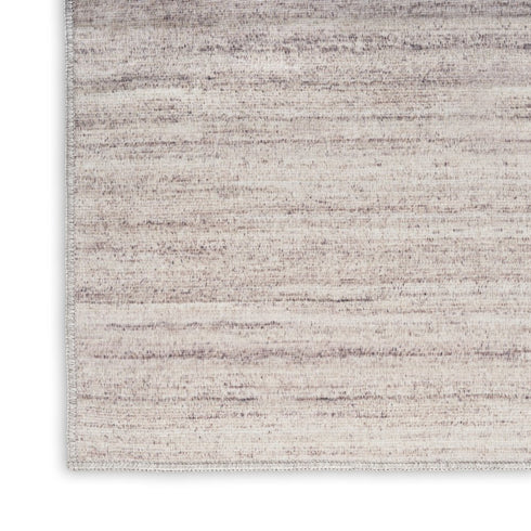 6' Ivory and Light Brown Abstract Washable Runner Rug