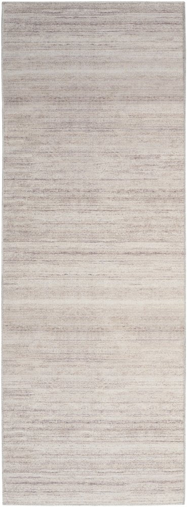 6' Ivory and Light Brown Abstract Washable Runner Rug