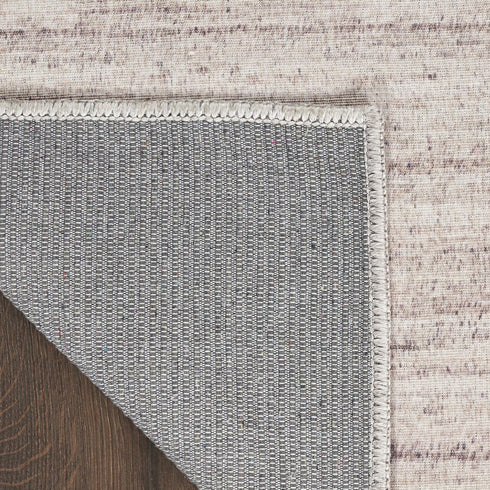 6' Ivory and Light Brown Abstract Washable Runner Rug