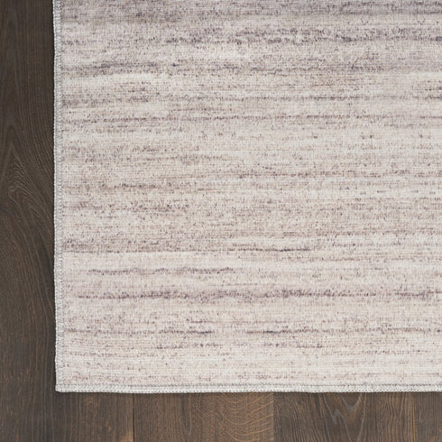 6' Ivory and Light Brown Abstract Washable Runner Rug