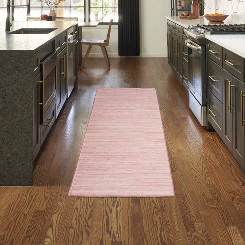 8' Pink Abstract Washable Runner Rug