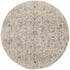 8' Light Gray Black And Yellow Floral Distressed Round Rug