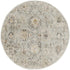 8' Black Mint Green And Ivory Floral Distressed Round Rug