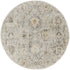 8' Black Mint Green And Ivory Floral Distressed Round Rug