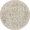 8' Cream Black And Yellow Floral Distressed Round Rug