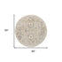 8' Cream Black And Yellow Floral Distressed Round Rug