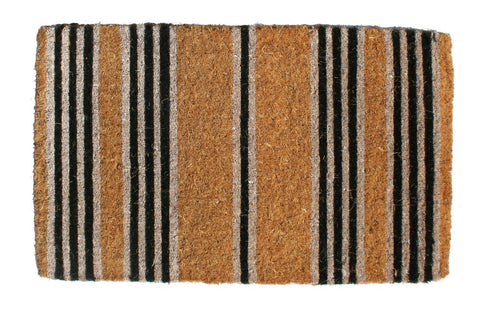 18" X 48" Brown and Black Coir Striped Outdoor Door Mat