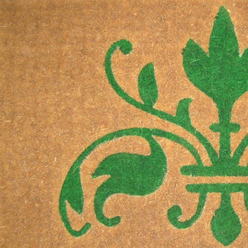 18" X 30" Brown and Green Coir Abstract Outdoor Door Mat