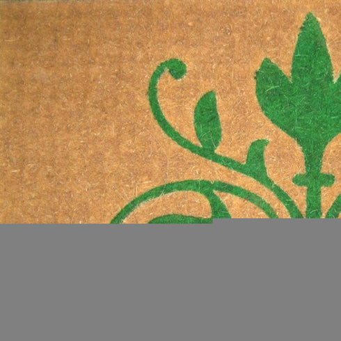 18" X 30" Brown and Green Coir Abstract Outdoor Door Mat
