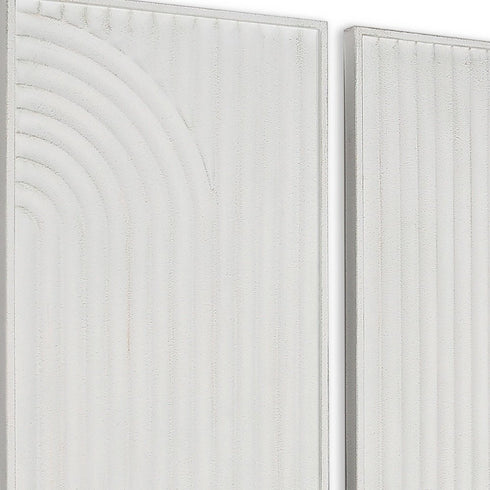 Set of Two White Metal Abstract Hanging Dimensional Sculptures
