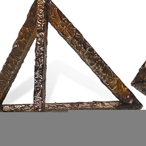 Set of Three Bronze Metal Pyramid Tabletop Sculptures