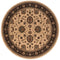 6' Ivory And Black Oriental Round Rug