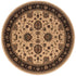 6' Ivory And Black Oriental Round Rug