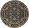 8' Blue And Black Floral Round Rug