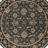 8' Blue And Black Floral Round Rug