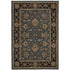 8' Blue And Black Floral Round Rug
