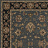 8' Blue And Black Floral Round Rug