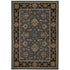 8' Blue And Black Floral Round Rug