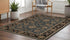 8' Blue And Black Floral Round Rug