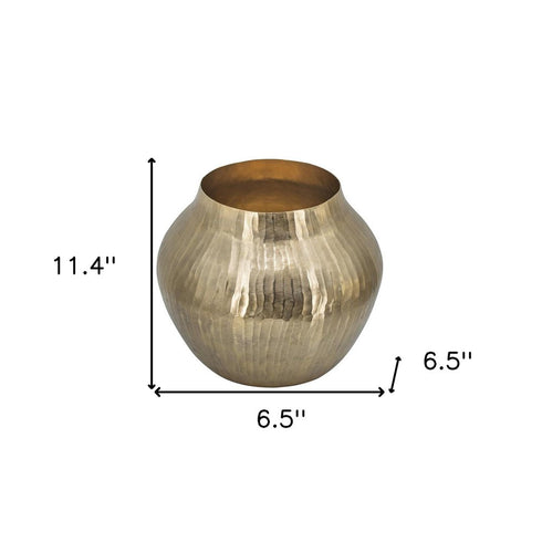 11" Gold Aluminum Round Table Vase