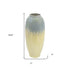16" Blue And Cream Reactive Glaze Ceramic Cylinder Table Vase