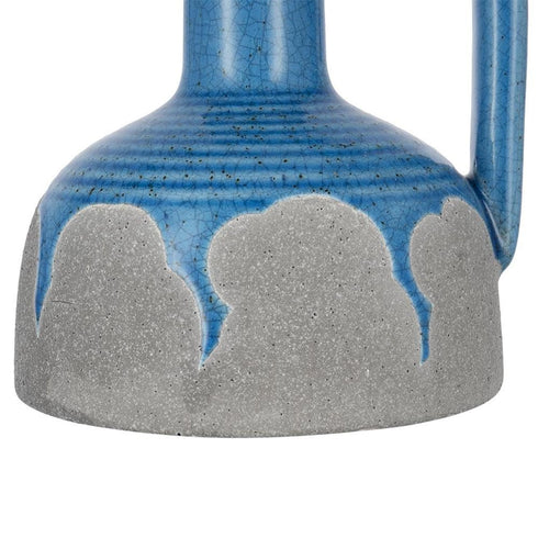 7" Blue And Gray Ceramic Urn Jug Vase