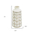 12" Ivory And Gold Geometric Cylindrical Ceramic Table Vase