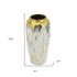14" Gray Ivory And Gold Modern Abstract Ceramic Table Vase