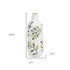12" White Green And Gold Floral Leaf Bud Ceramic Table Vase