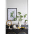 9" White Green And Gold Leaf Round Ceramic Table Vase