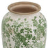 15" Green And White Leaf Ceramic Trumpet Table Vase