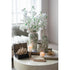 15" Green And White Leaf Ceramic Trumpet Table Vase