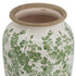 12" Green And White Leaf Ceramic Round Table Vase