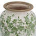 12" Green And White Leaf Ceramic Round Table Vase